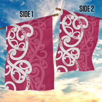 Breast Cancer Awareness Maori Garden Flag Koru Kowhaiwhai - Polynesian Pride