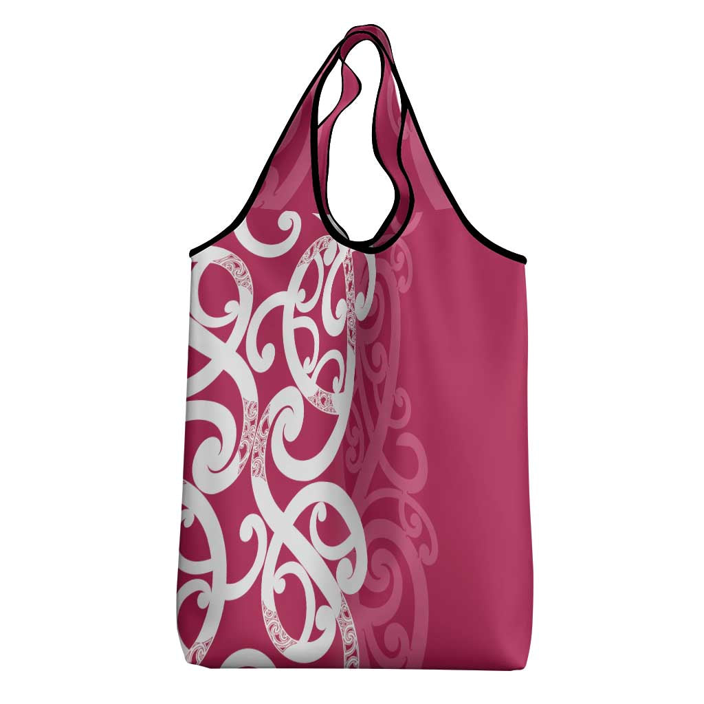Breast Cancer Awareness Maori Grocery Bag Koru Kowhaiwhai - Polynesian Pride