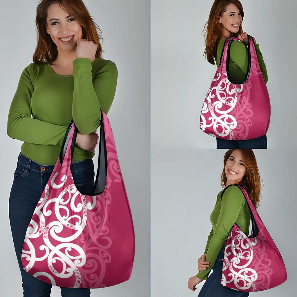 Breast Cancer Awareness Maori Grocery Bag Koru Kowhaiwhai - Polynesian Pride