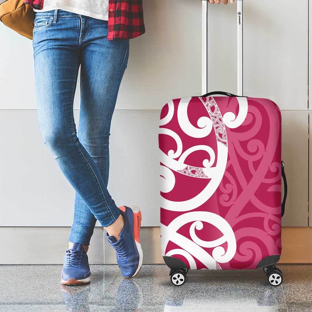 Breast Cancer Awareness Maori Luggage Cover Koru Kowhaiwhai - Polynesian Pride