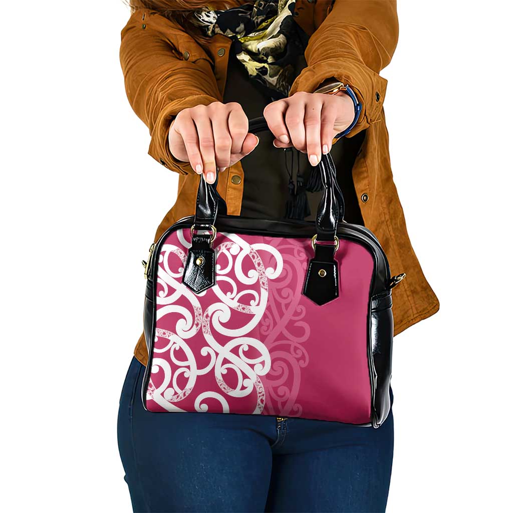 Breast Cancer Awareness Maori Shoulder Handbag Koru Kowhaiwhai - Polynesian Pride