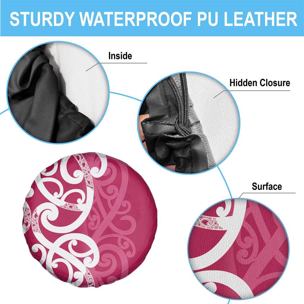 Breast Cancer Awareness Maori Spare Tire Cover Koru Kowhaiwhai - Polynesian Pride