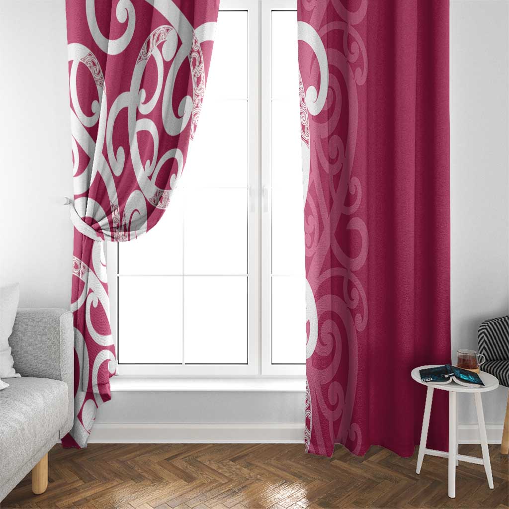 Breast Cancer Awareness Maori Window Curtain Koru Kowhaiwhai - Polynesian Pride