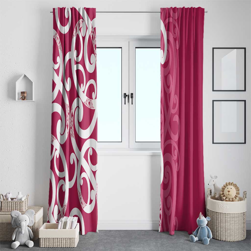 Breast Cancer Awareness Maori Window Curtain Koru Kowhaiwhai - Polynesian Pride