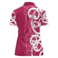 Breast Cancer Awareness Maori Women Polo Shirt Koru Kowhaiwhai - Polynesian Pride