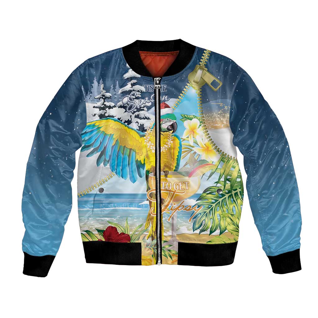 Funny Tropical Christmas Bomber Jacket Tis The Season To Get Tipsy LT7 Unisex Colorful - Polynesian Pride