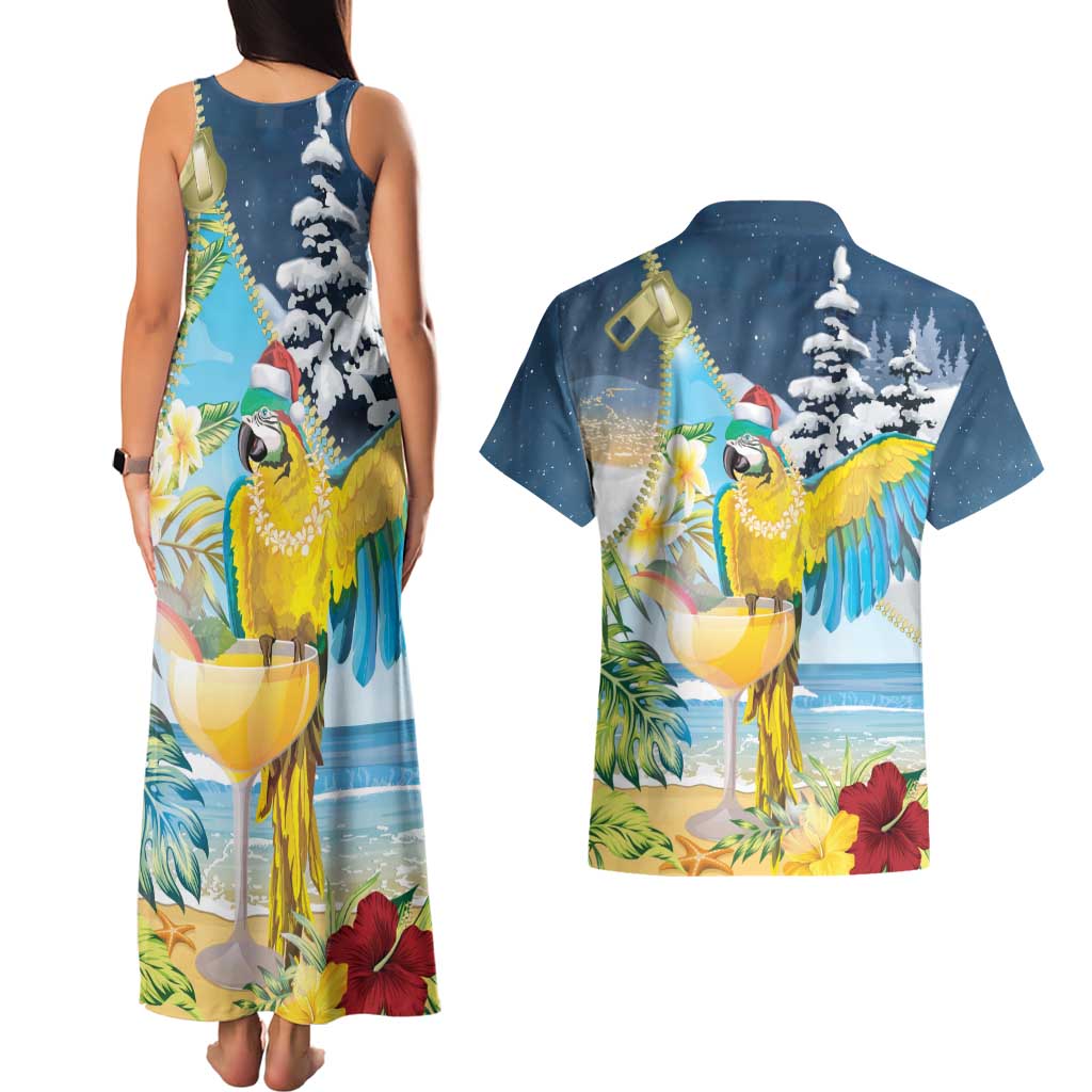 Funny Tropical Christmas Couples Matching Tank Maxi Dress and Hawaiian Shirt Tis The Season To Get Tipsy LT7 - Polynesian Pride