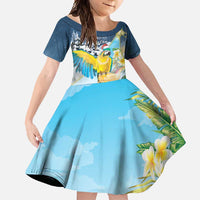 Funny Tropical Christmas Family Matching Summer Maxi Dress and Hawaiian Shirt Tis The Season To Get Tipsy LT7 Daughter's Dress Colorful - Polynesian Pride