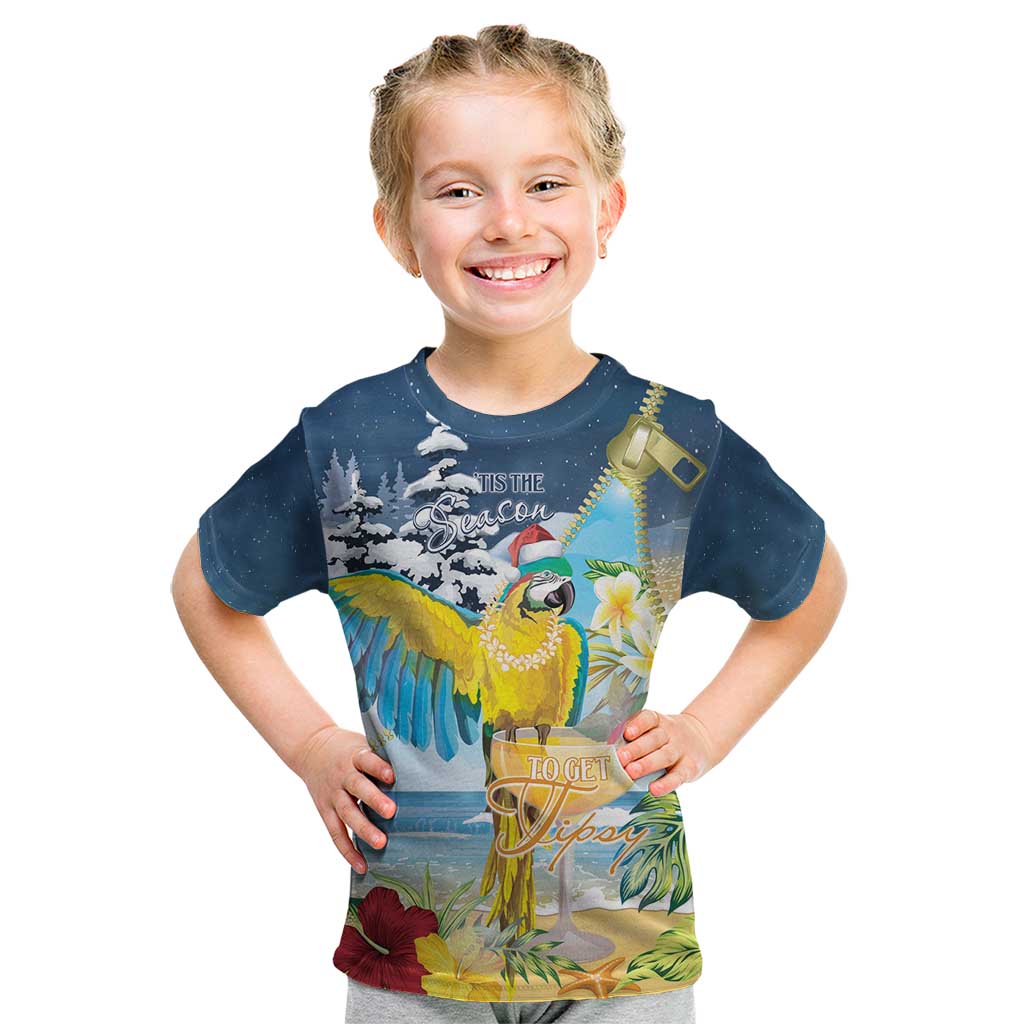 Funny Tropical Christmas Kid T Shirt Tis The Season To Get Tipsy LT7 Colorful - Polynesian Pride