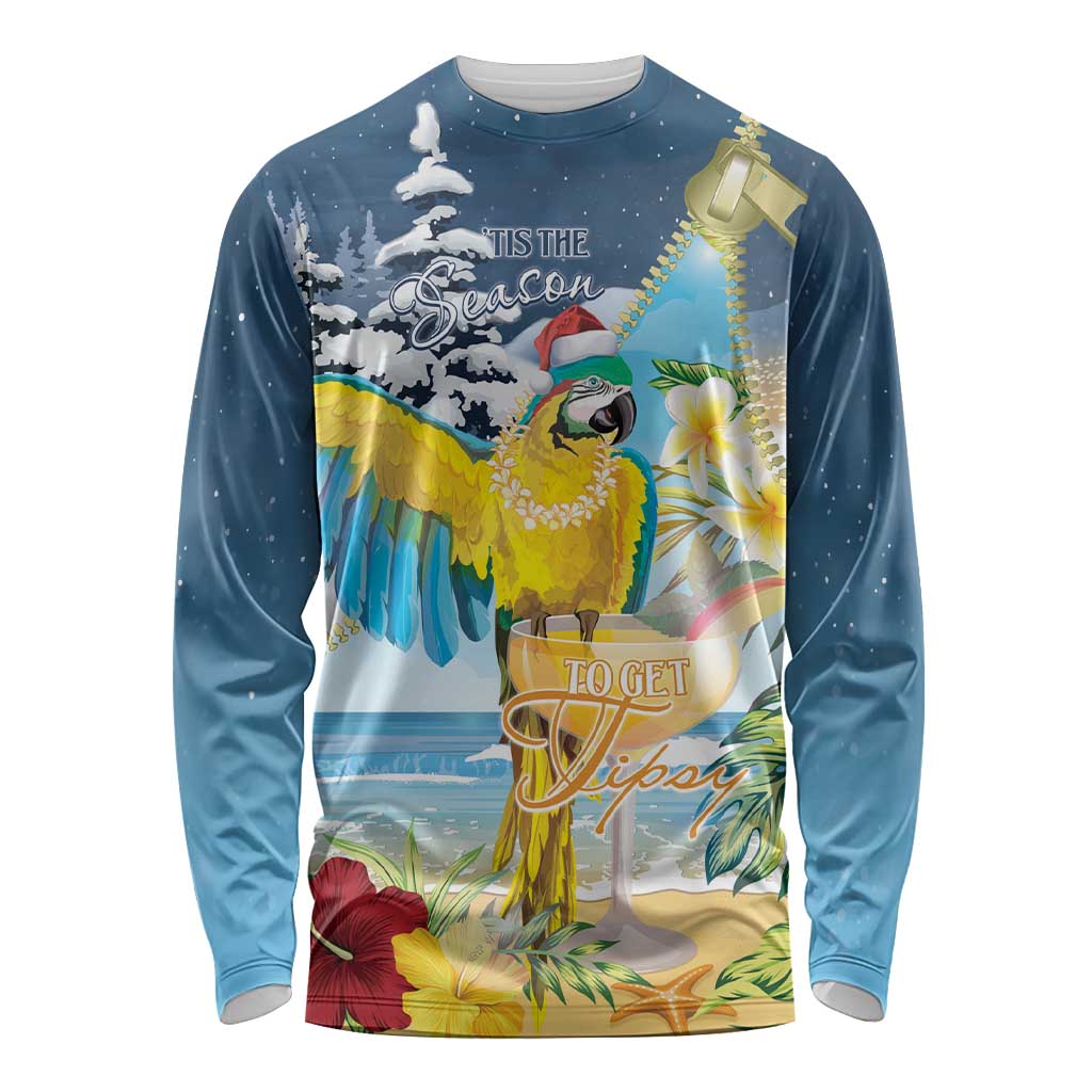 Funny Tropical Christmas Long Sleeve Shirt Tis The Season To Get Tipsy LT7 Unisex Colorful - Polynesian Pride