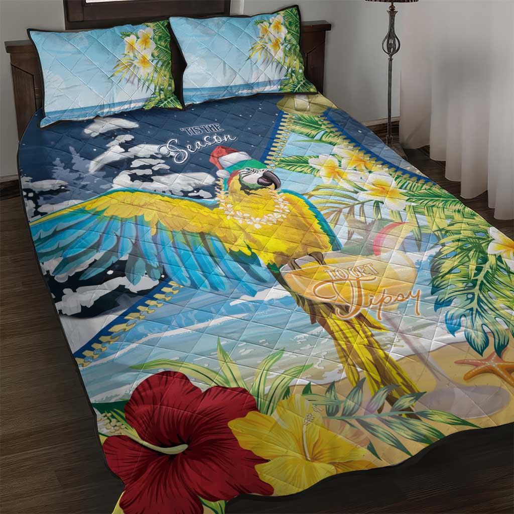 Funny Tropical Christmas Quilt Bed Set Tis The Season To Get Tipsy LT7 Colorful - Polynesian Pride