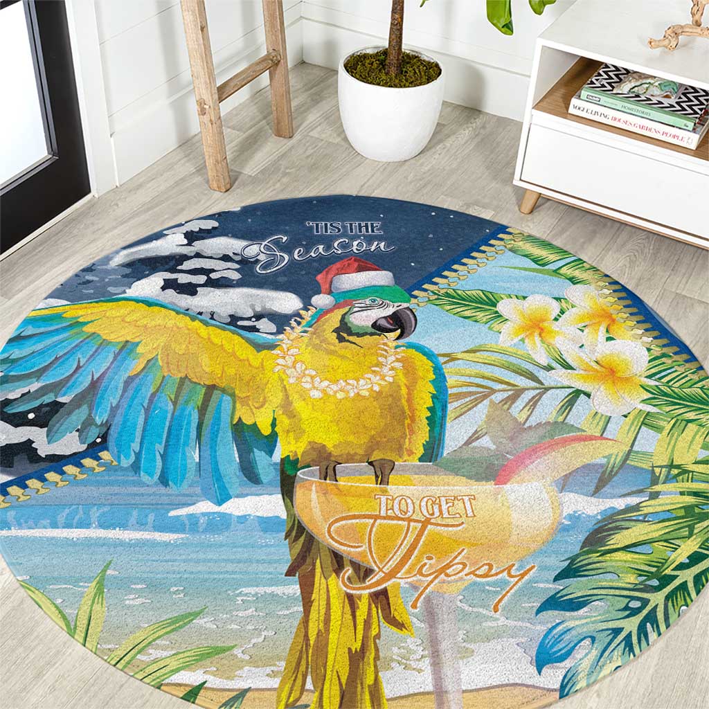 Funny Tropical Christmas Round Carpet Tis The Season To Get Tipsy LT7 Colorful - Polynesian Pride