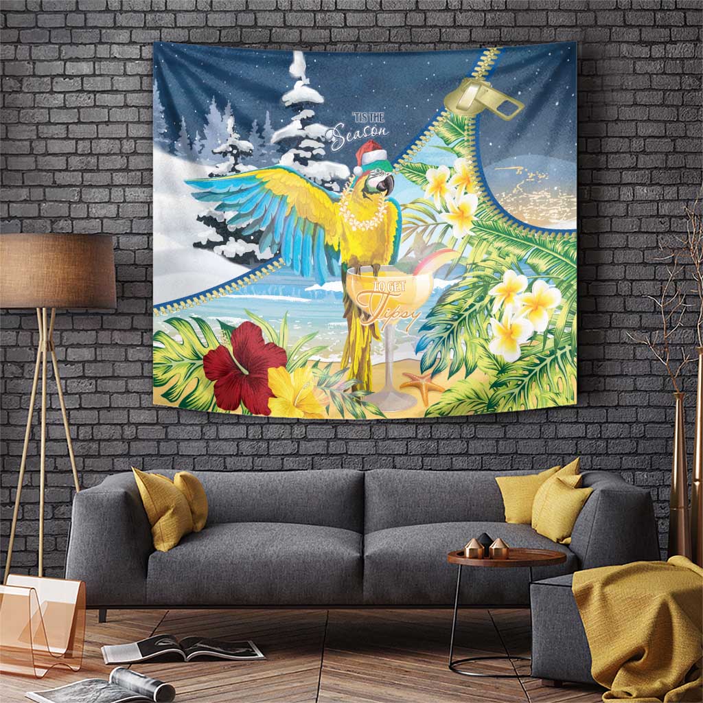 Funny Tropical Christmas Tapestry Tis The Season To Get Tipsy LT7 Colorful - Polynesian Pride
