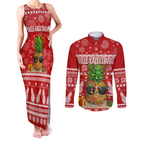 Hawaii Pineapple Christmas Couples Matching Tank Maxi Dress and Long Sleeve Button Shirt Mele Kalikimaka LT7 Red - Polynesian Pride