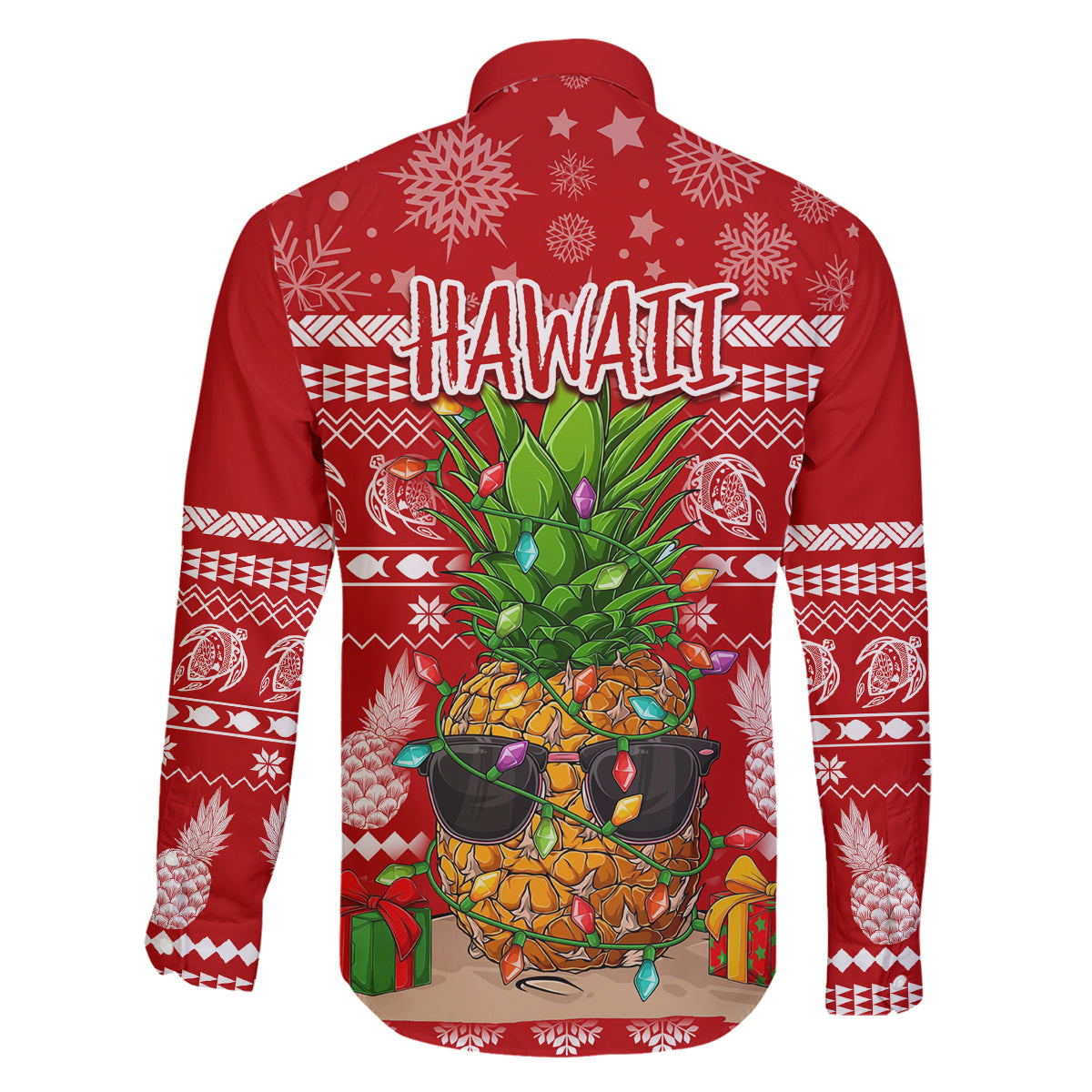 Hawaii Pineapple Christmas Family Matching Off Shoulder Short Dress and Hawaiian Shirt Mele Kalikimaka LT7 - Polynesian Pride