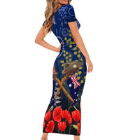 Anzac Family Matching Short Sleeve Bodycon Dress and Hawaiian Shirt Ausralia Aboriginal Mix New Zealand Slouch Hats LT7 - Polynesian Pride
