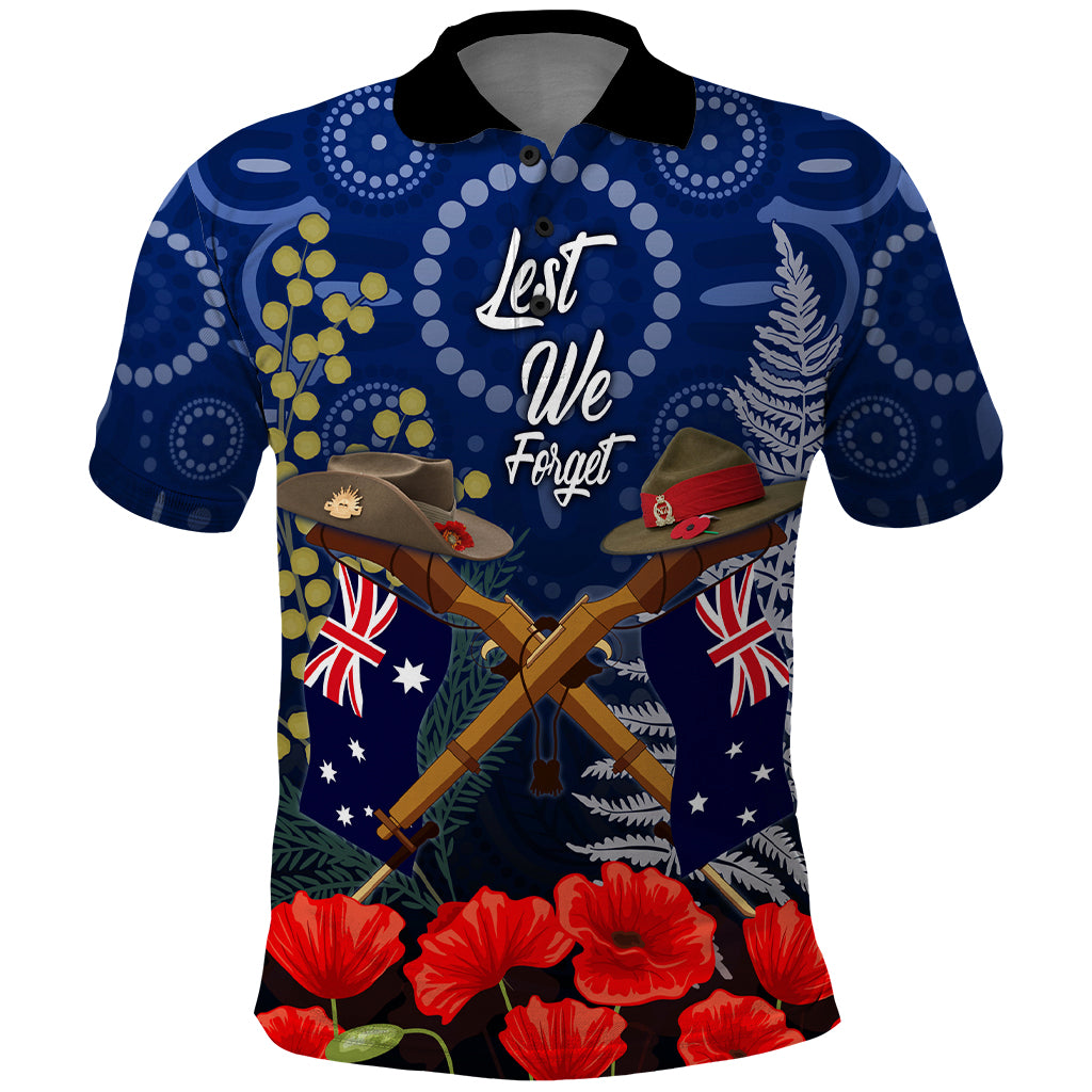 Anzac Polo Shirt Ausralia Aboriginal Mix New Zealand Slouch Hats LT7 Blue - Polynesian Pride