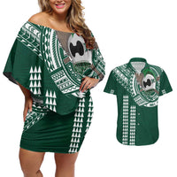 Hawaii Rainbow Warriors Personalized Couples Matching Off Shoulder Short Dress and Hawaiian Shirt Kakau Ikakai Laau Pama