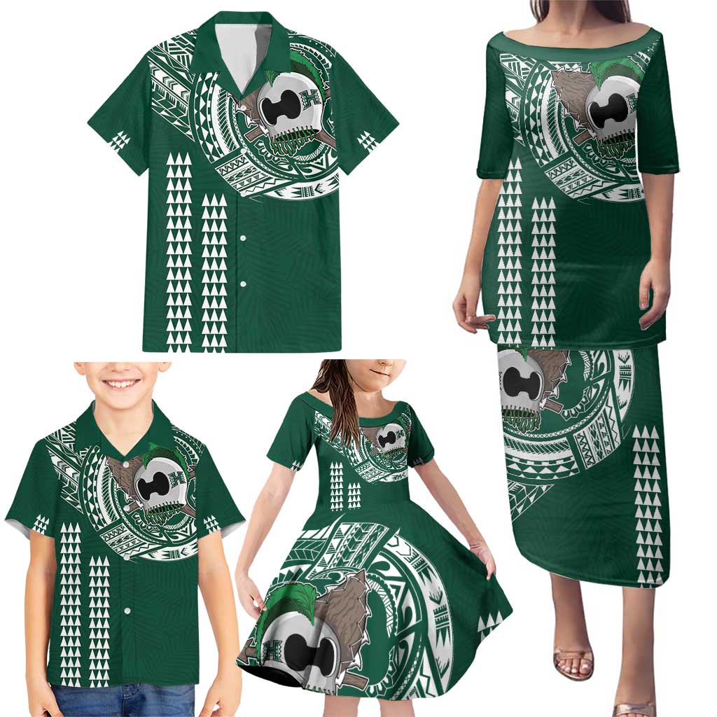Hawaii Rainbow Warriors Personalized Family Matching Puletasi and Hawaiian Shirt Kakau Ikakai Laau Pama