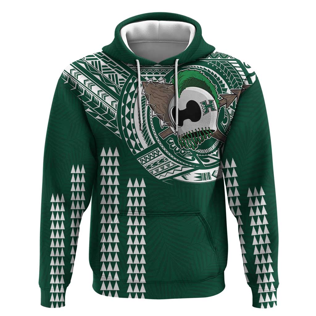 Hawaii Rainbow Warriors Personalized Hoodie Kakau Ikaika Laau Pama LT7 Pullover Hoodie Green - Polynesian Pride