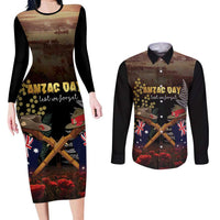 Australia - New Zealand ANZAC Couples Matching Long Sleeve Bodycon Dress and Long Sleeve Button Shirt Gallipoli ANZAC Cove Landing