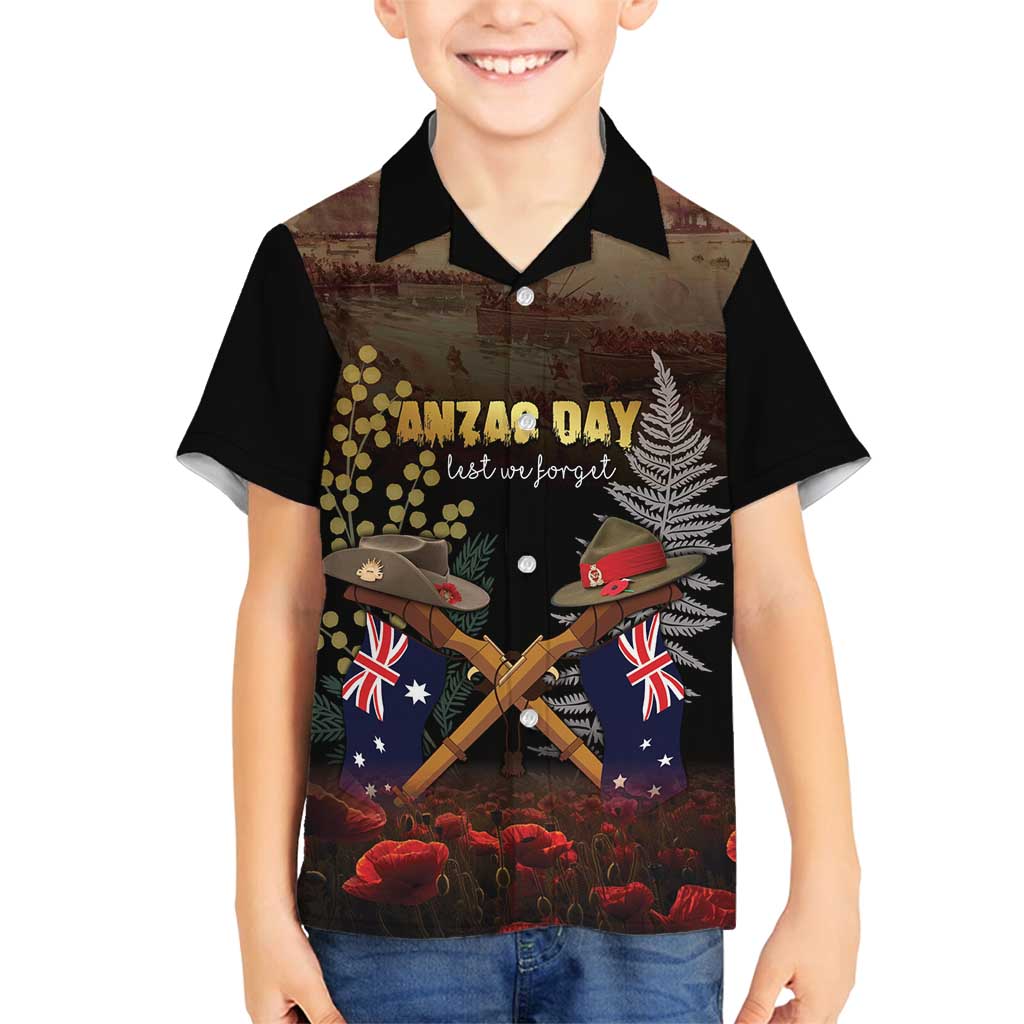 Australia - New Zealand ANZAC Family Matching Puletasi and Hawaiian Shirt Gallipoli ANZAC Cove Landing