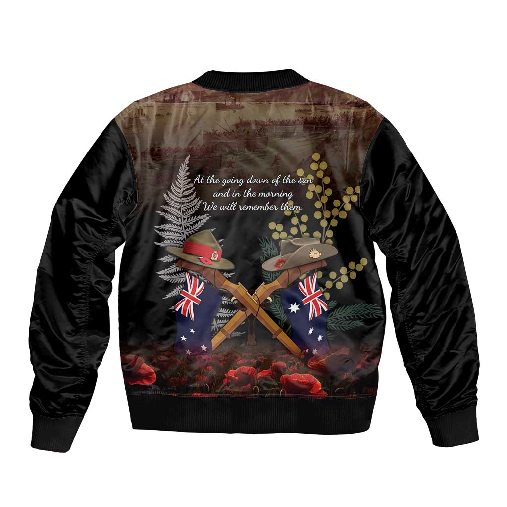 Australia - New Zealand ANZAC Sleeve Zip Bomber Jacket Gallipoli ANZAC Cove Landing