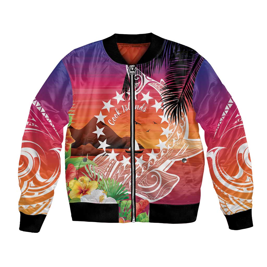 Kia Orana Cook Islands Bomber Jacket Sunset Dream