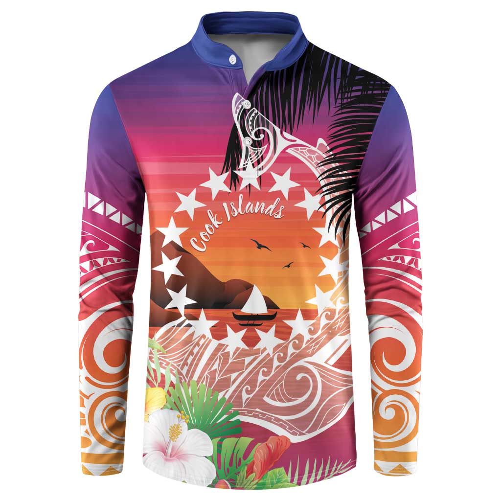 Kia Orana Cook Islands Button Sweatshirt Sunset Dream