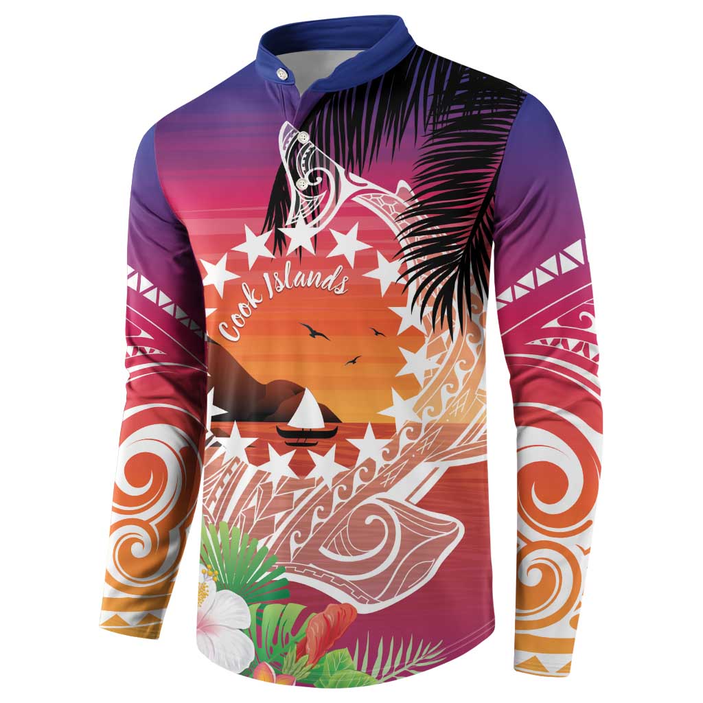 Kia Orana Cook Islands Button Sweatshirt Sunset Dream