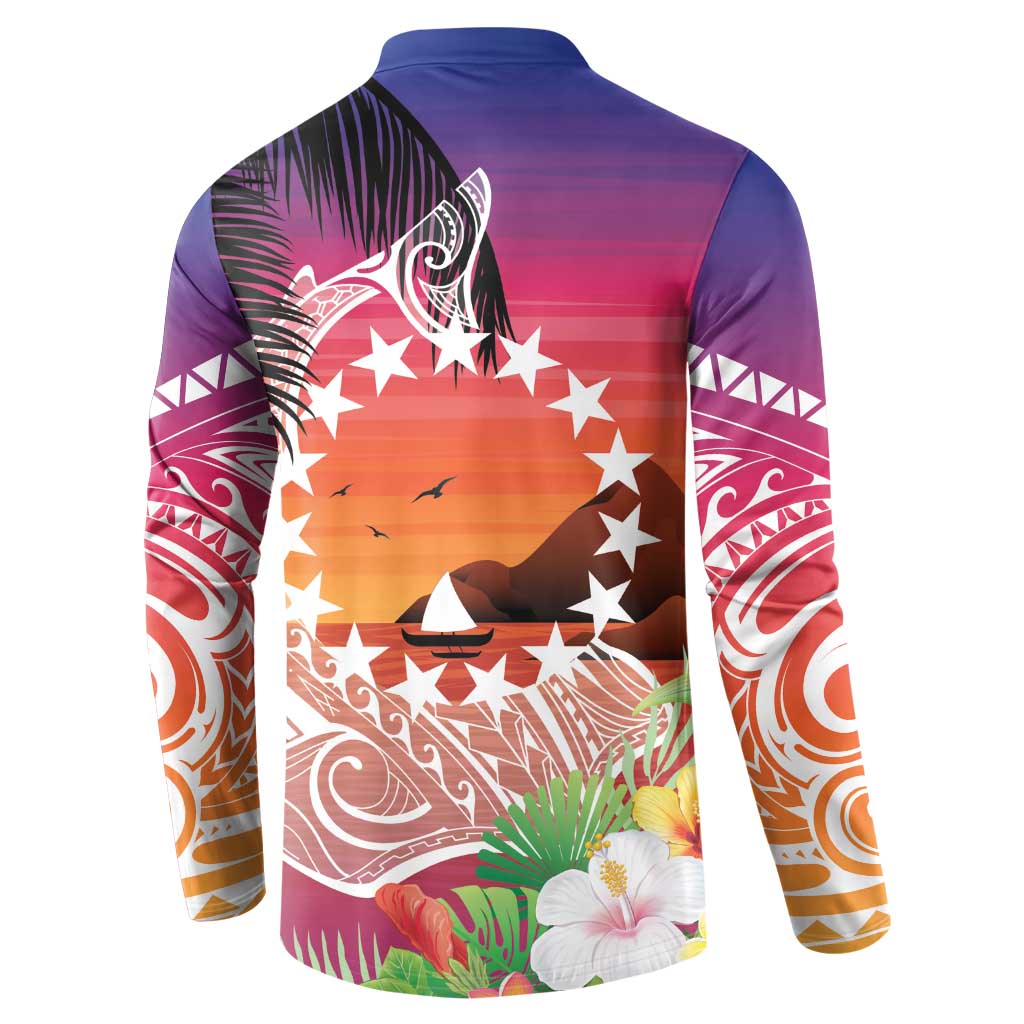 Kia Orana Cook Islands Button Sweatshirt Sunset Dream