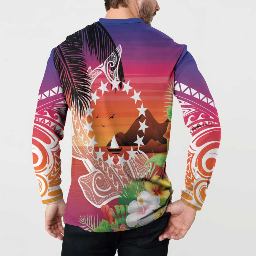 Kia Orana Cook Islands Button Sweatshirt Sunset Dream