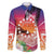 Kia Orana Cook Islands Family Matching Off The Shoulder Long Sleeve Dress and Hawaiian Shirt Sunset Dream