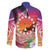Kia Orana Cook Islands Family Matching Off The Shoulder Long Sleeve Dress and Hawaiian Shirt Sunset Dream