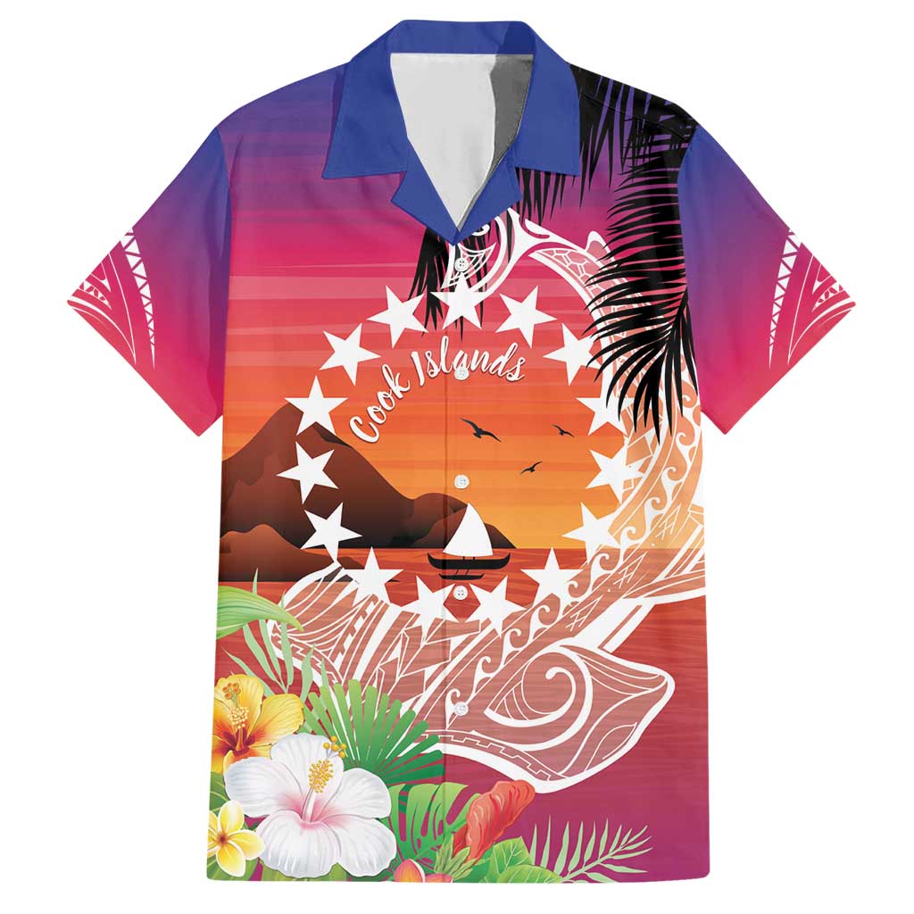 Kia Orana Cook Islands Family Matching Short Sleeve Bodycon Dress and Hawaiian Shirt Sunset Dream