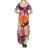Kia Orana Cook Islands Family Matching Summer Maxi Dress and Hawaiian Shirt Sunset Dream