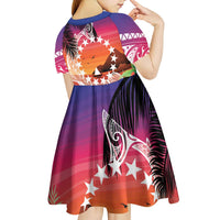 Kia Orana Cook Islands Kid Short Sleeve Dress Sunset Dream