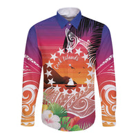 Kia Orana Cook Islands Long Sleeve Button Shirt Sunset Dream