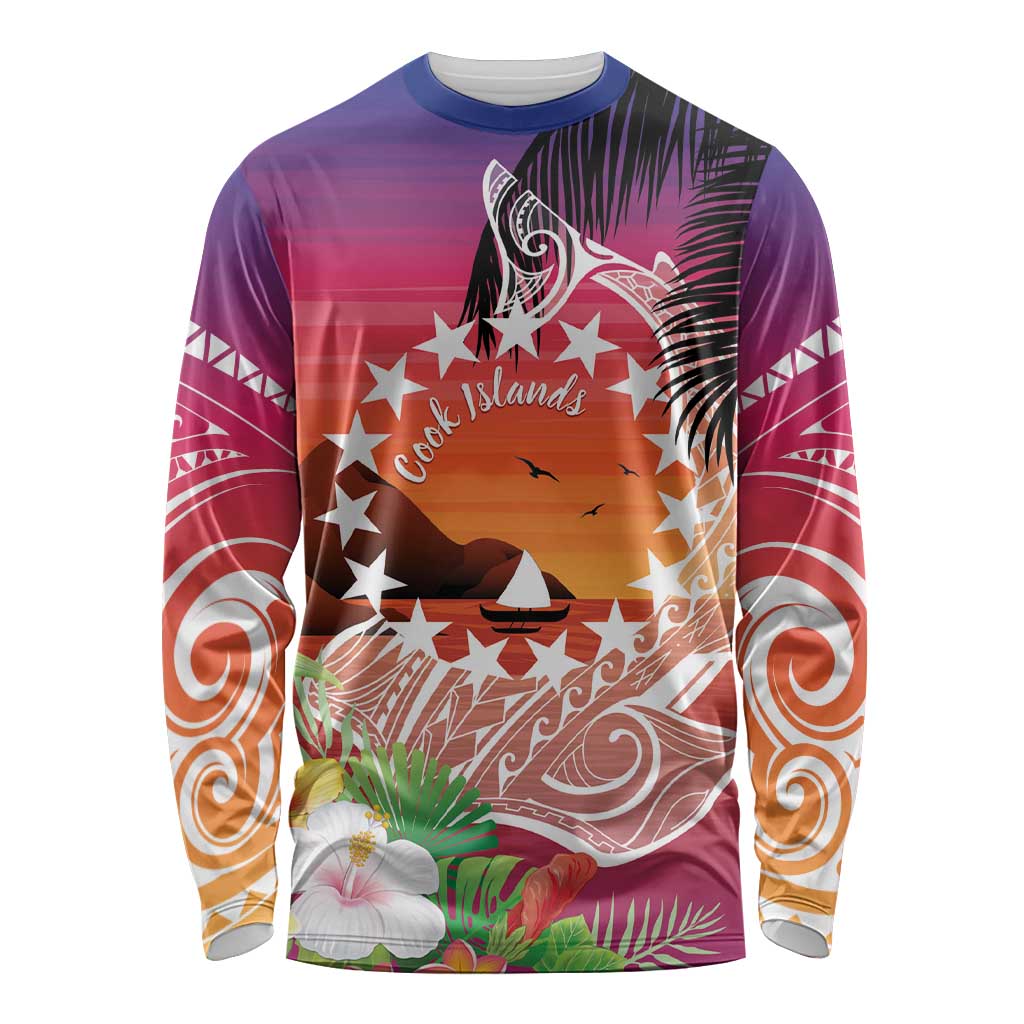 Kia Orana Cook Islands Long Sleeve Shirt Sunset Dream