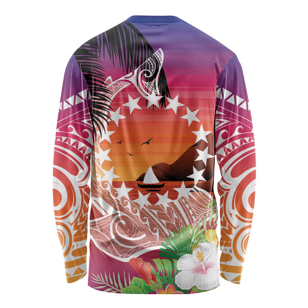 Kia Orana Cook Islands Long Sleeve Shirt Sunset Dream
