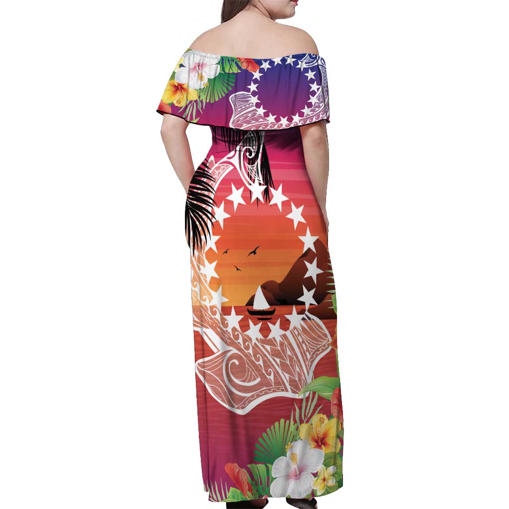 Kia Orana Cook Islands Off Shoulder Maxi Dress Sunset Dream