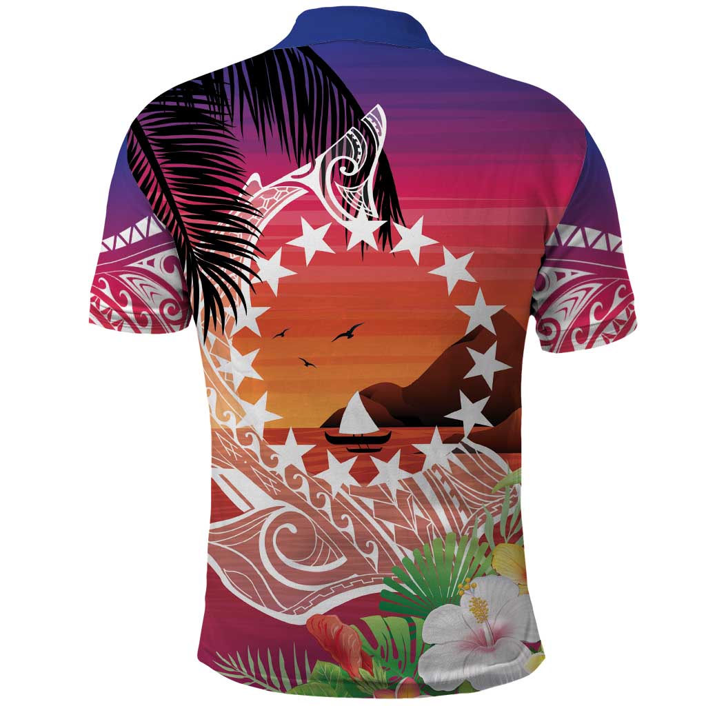 Kia Orana Cook Islands Polo Shirt Sunset Dream