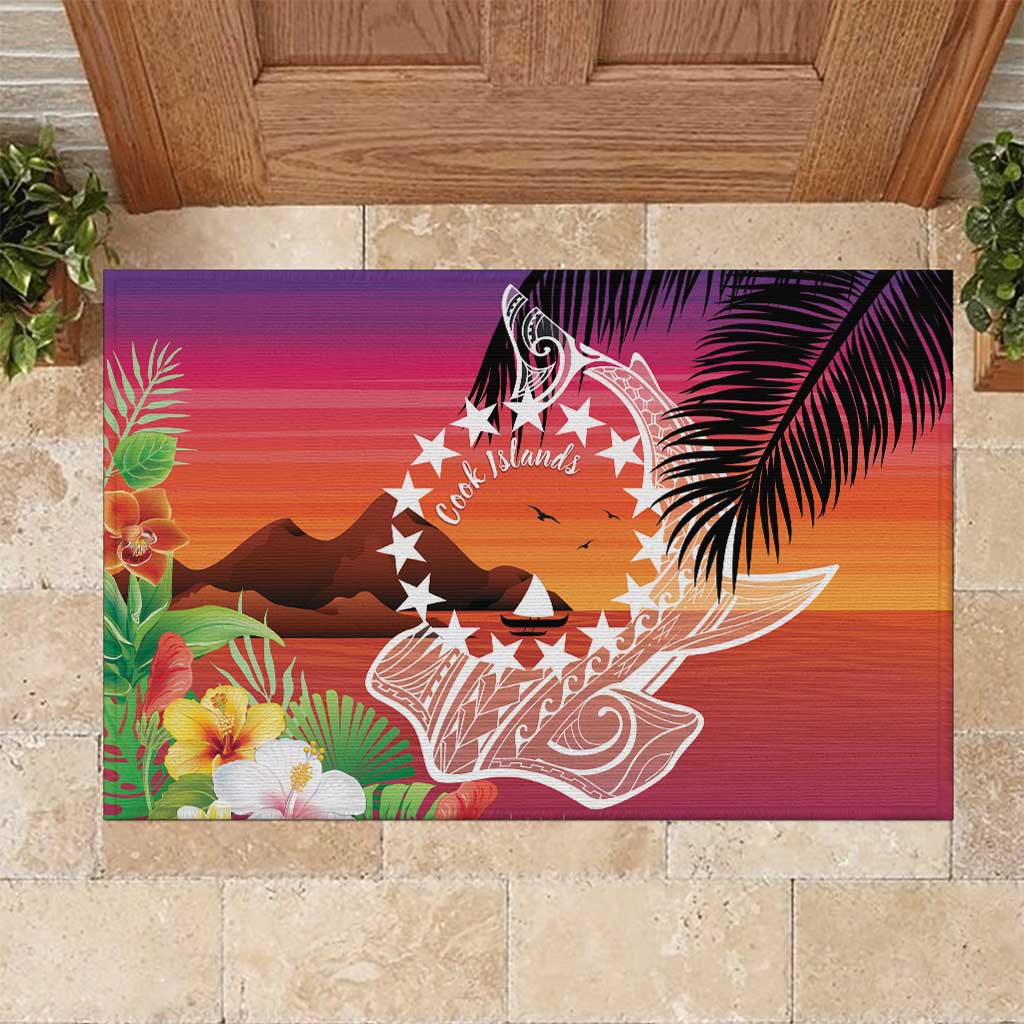 Kia Orana Cook Islands Rubber Doormat Sunset Dream