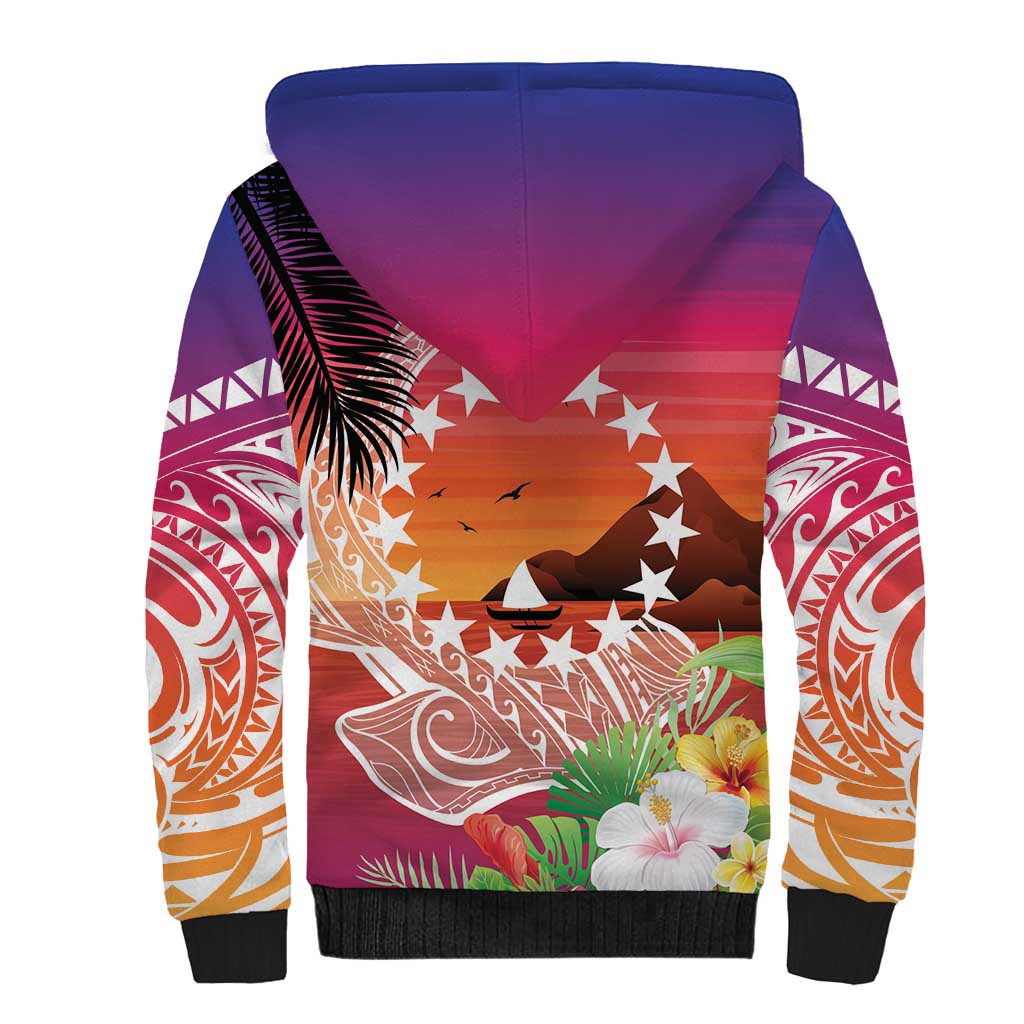 Kia Orana Cook Islands Sherpa Hoodie Sunset Dream