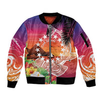 Kia Orana Cook Islands Sleeve Zip Bomber Jacket Sunset Dream