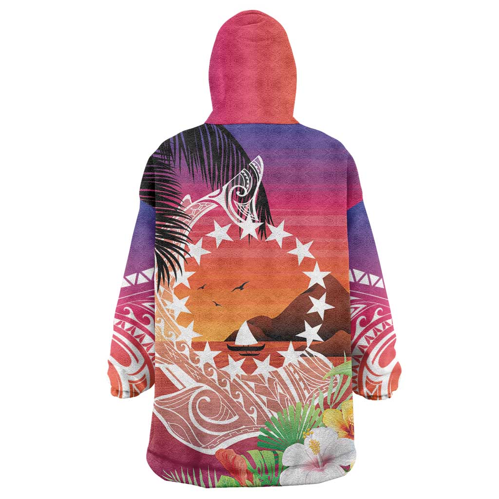 Kia Orana Cook Islands Wearable Blanket Hoodie Sunset Dream