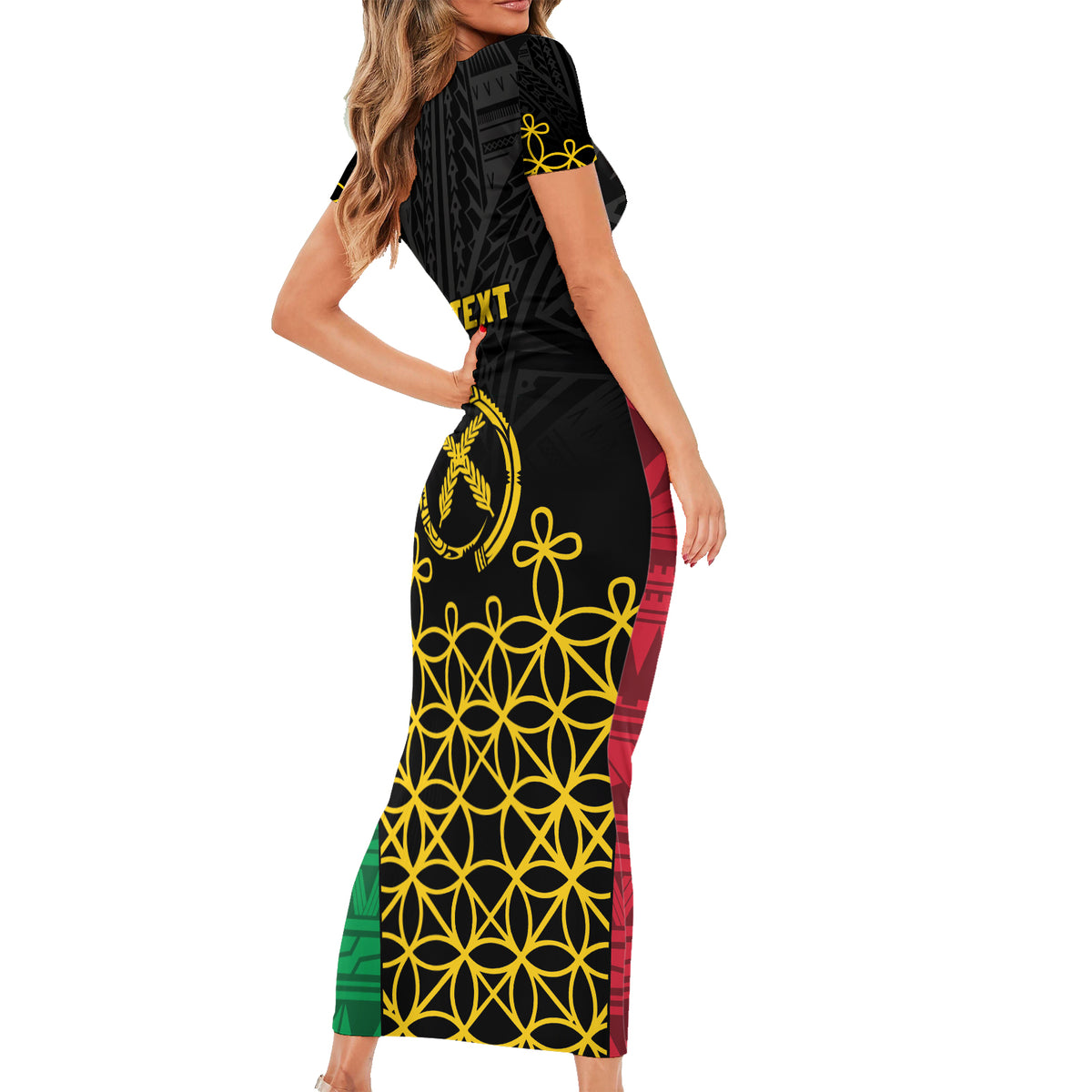 Vanuatu Indipendens Dei Family Matching Short Sleeve Bodycon Dress and Hawaiian Shirt Tribal Sand Drawing