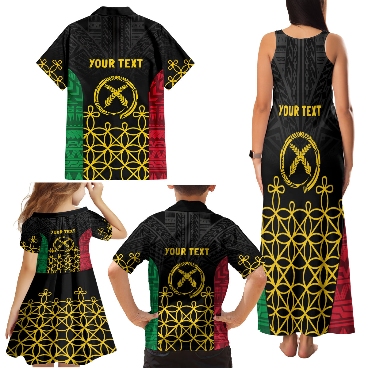 Vanuatu Indipendens Dei Family Matching Tank Maxi Dress and Hawaiian Shirt Tribal Sand Drawing