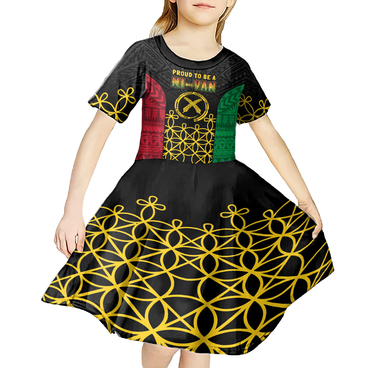 Vanuatu Indipendens Dei Kid Short Sleeve Dress Tribal Sand Drawing