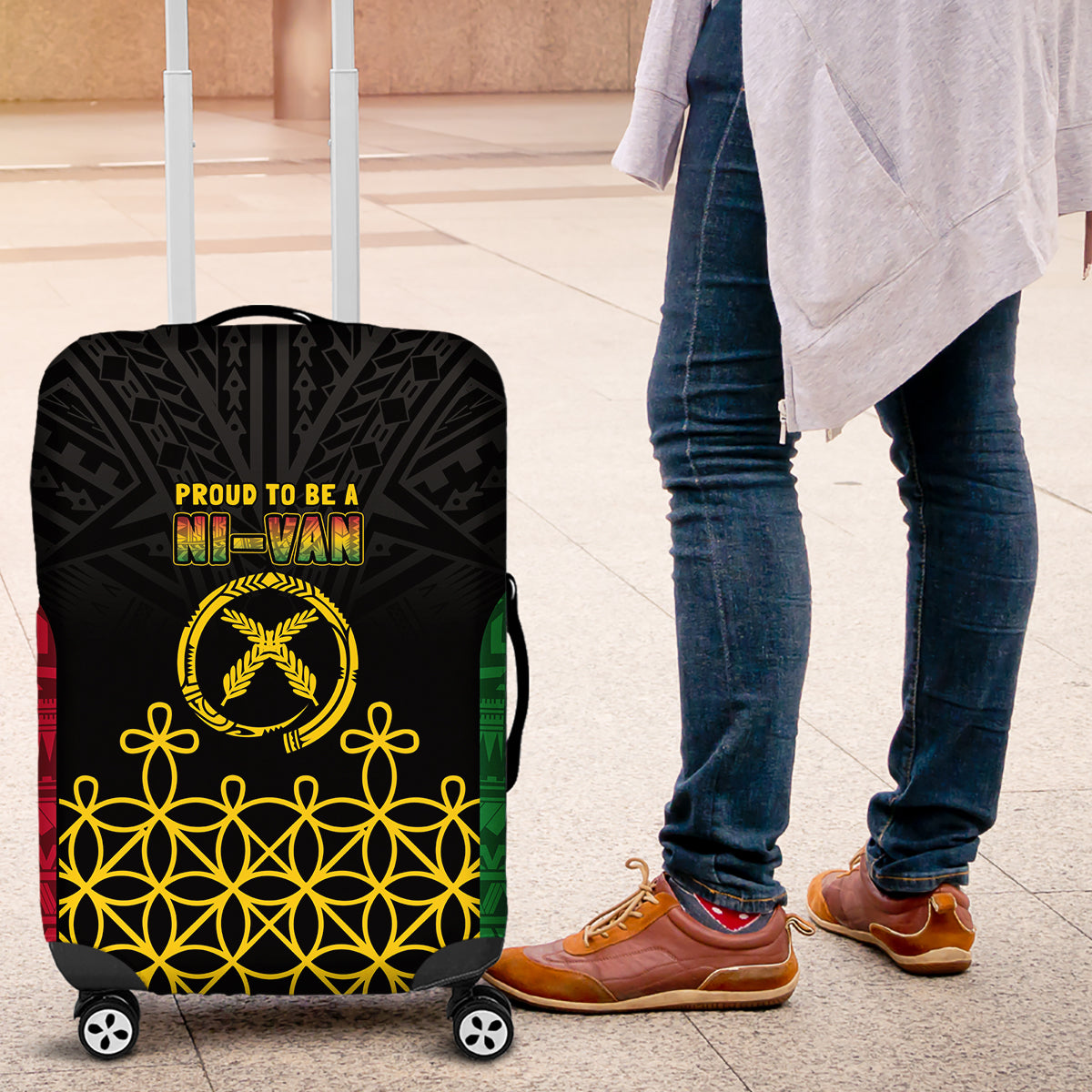 Vanuatu Indipendens Dei Luggage Cover Tribal Sand Drawing LT7 Colorful - Polynesian Pride